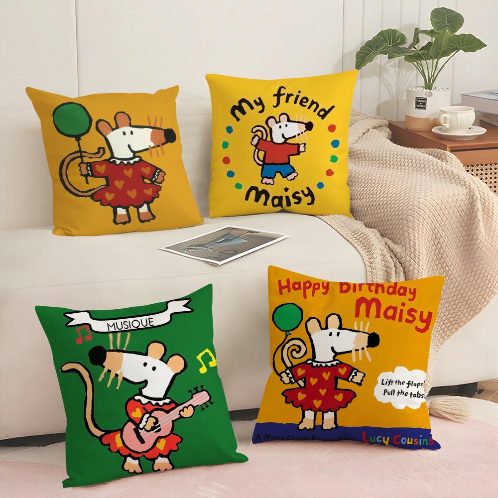 Cute B-Bobo The M-Mouse Cushion Cover Short Plush Double-Sided Print Square Throw Pillow Covers Sofa Home Cushion Decor