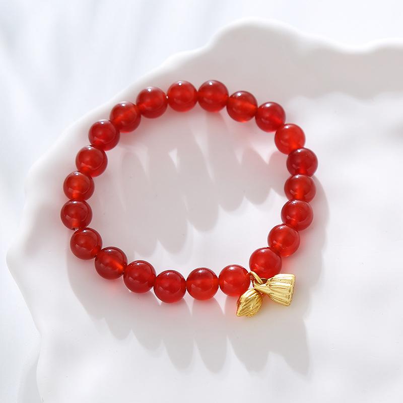 Red Agate Crystal Bracelet Fashion Women Daily Jewelry Lucky Gift