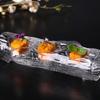 Molecular Gourmet Cuisine Creative Dishes Artistic Conception Dishes Restaurant Cold Dishes Sushi Fruit Glass Three Plates