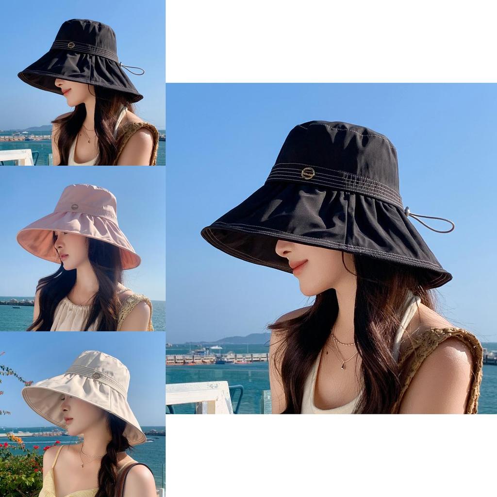 Summer Fashion Sun Hat For Women With Large Brim Breathable Polyester Sunshade Casual Outdoor Travel