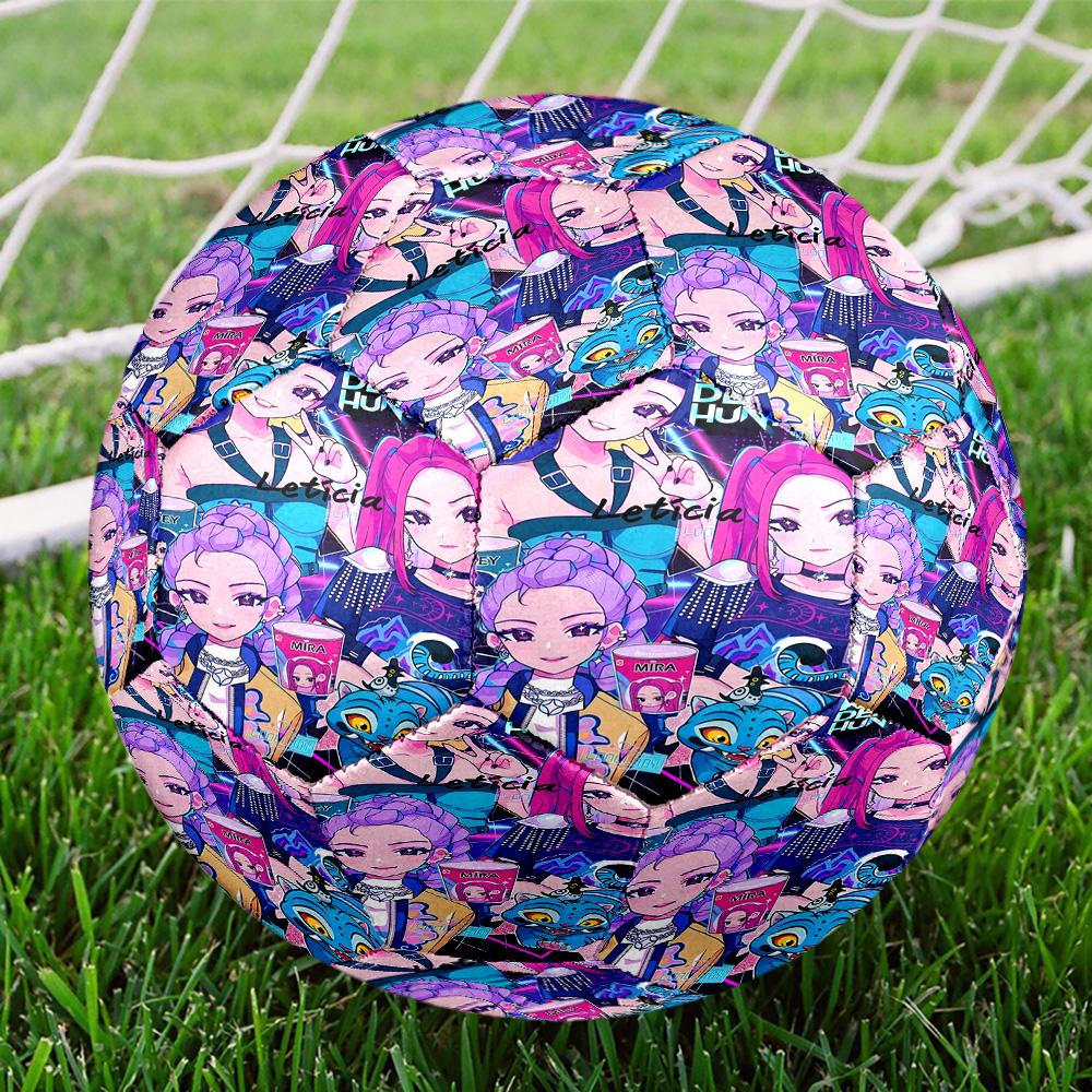 KPop Demon Hunters Druck Größe 5 Fußball, Standard-Matchfußball für Sportspiele und Teamtraining, Ideales Geschenk für Fußballfans