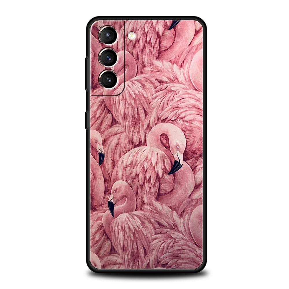 Pink Red Flamingo Phone Case For Samsung Galaxy S23 Ultra S22 S21 S20 FE 5G S10 S10E S9 S8 Plus Note 20 Silicone Cover Bumper