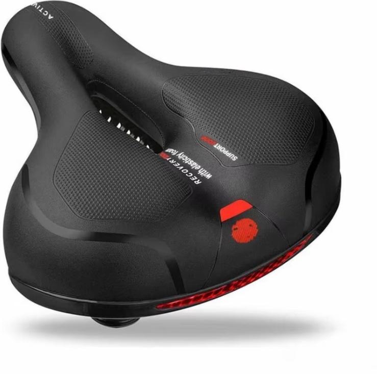 Hollow Breathable Bicycle Saddle Men Women MTB Road BikeSaddle Shock Absorbing Comfortable Big Butt Bike Seat Safety Warning