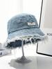 Women Sunscreen Casual Bucket Hat With Silver Letter Badge And Frayed Brim, Suitable For Travel And Shopping Outfits Music Fest