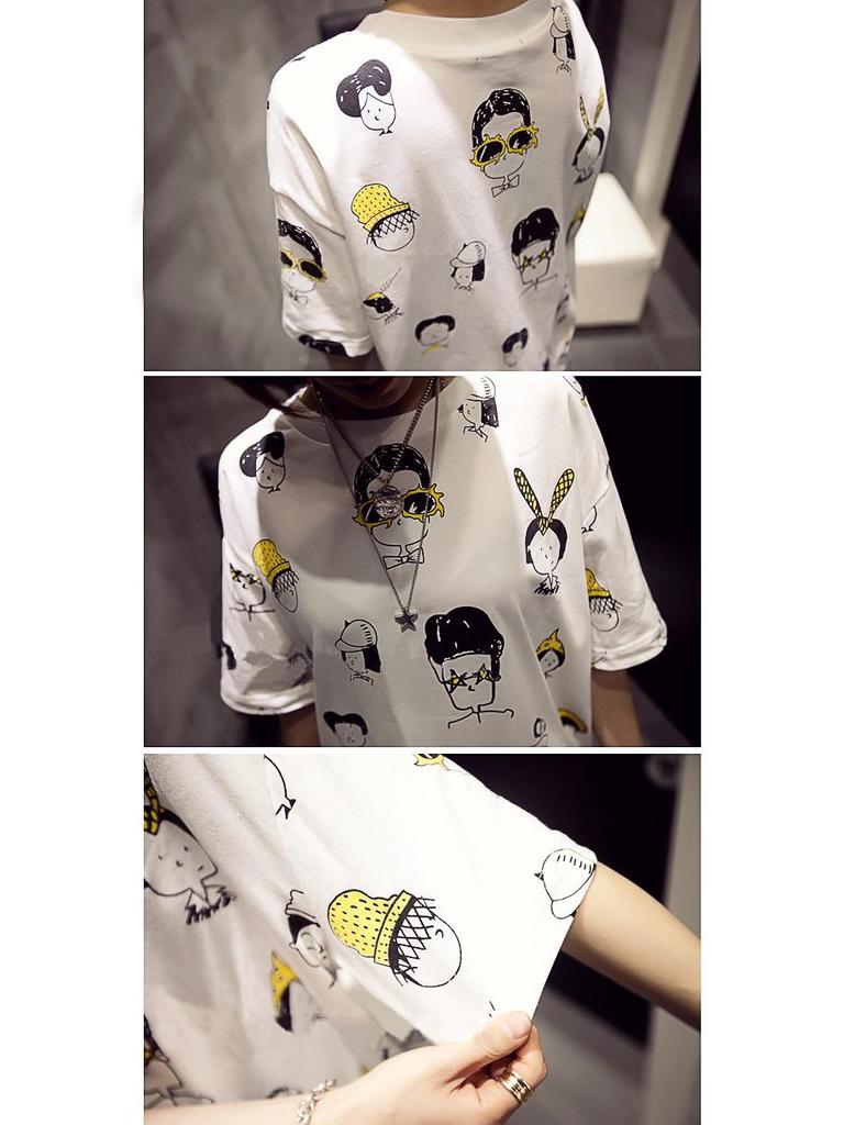 Summer Cartoon Cotton T-Shirt - Short Sleeve Casual for Students