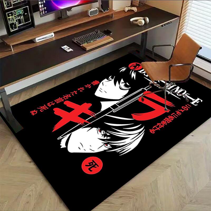1pc Death Note Home Office, Durable Polyester Floor Mat with Easy, Office Decor, Urban Style, Nonslip Backing
