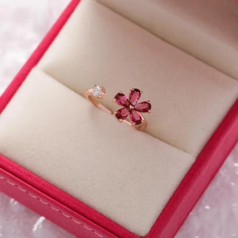 New Korean Exquisite Crystal Flower Fashion Temperament Sweet Versatile Love Opening Female Custom Jewelry