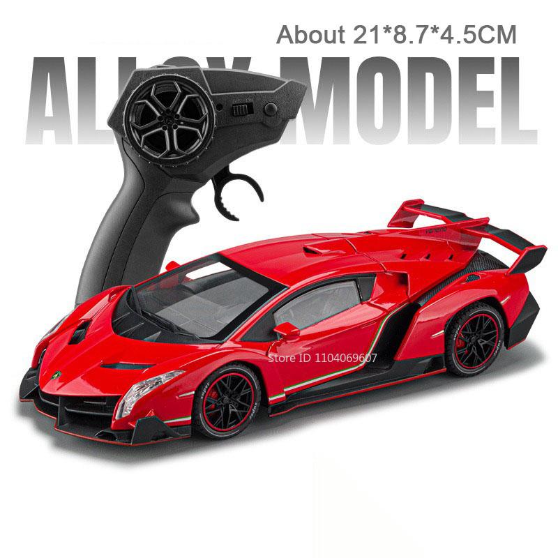 1:24 Scale Veneno Sports Car Model Toy Metal Diecast Supercar Sound Ligth Doors Opened Remote Control Vehicle Gifts for Child