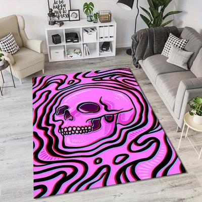 Psychedeliczny dywanik z czaszką, kryształowy aksamit, antypoślizgowy, prostokątny, fioletowy, do sypialni, na werandę, dywan do dekoracji wnętrz