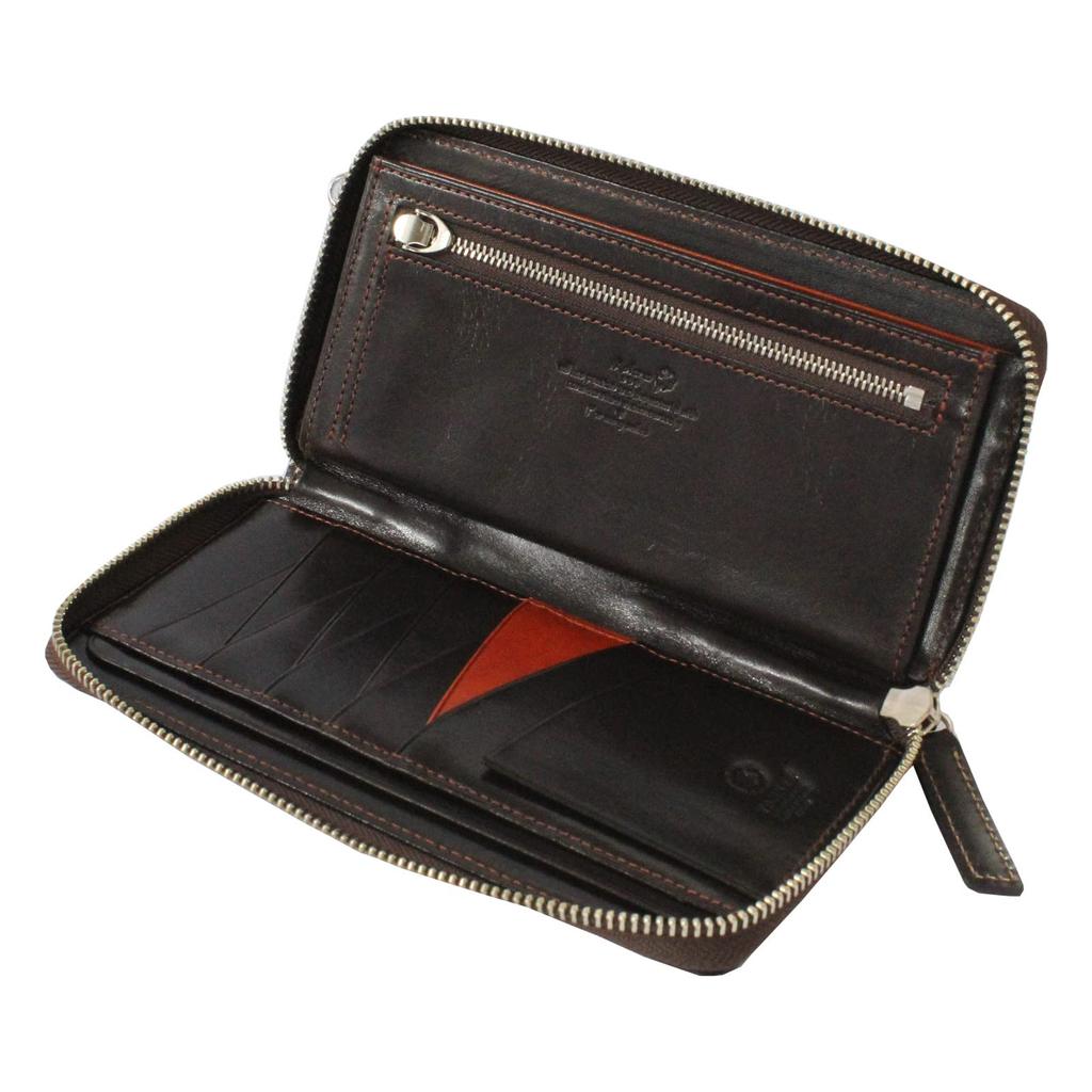 Celeste Men's Long Wallet, Italian Leather, YKK Zipper Closure, 23 Pockets, Large Capacity, Card Slots, AZ108 [Amazon Model], Orange