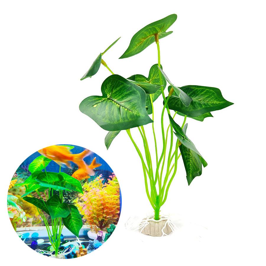 Large Green Leaf Fake Water Plants | Vibrant Plastic Aquarium Decor | Perfect for Fish Tanks, Vases & Desktop Decor – Realistic Aquatic Plants