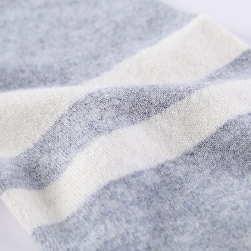 Herren 100% Merinowolle Colorblock Rundhals-Pullover