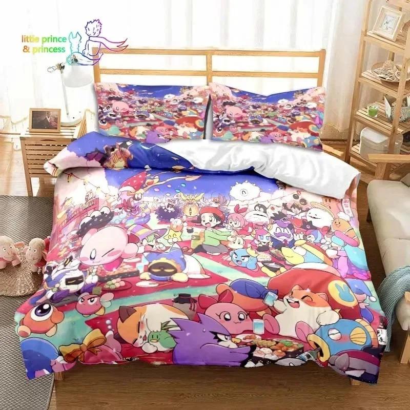 3D Printed Kawaii Cartoon Kirbys Bedding Set Single Twin Full Queen King Size Bed Set Adult Kid Bedroom Bedding Gift