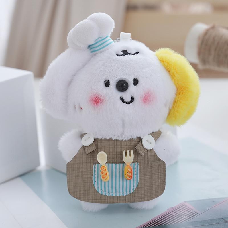 Small Plush Sweet Dog Keychain Cartoon Doll With Adorable Bib Designs Gifts For