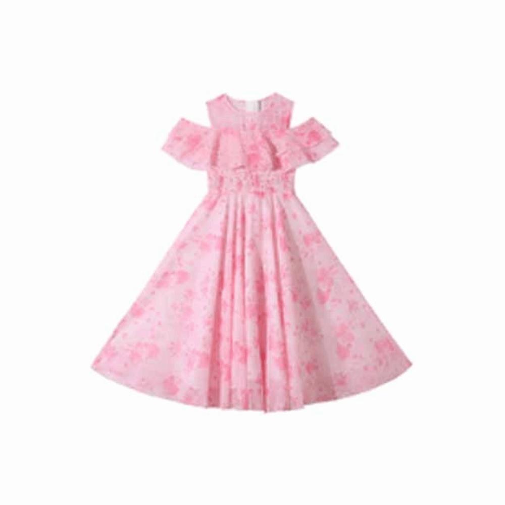Loose Girls Chiffon Floral Dress Teenagers Children Princess Dress Summer Kids Dresses  Students