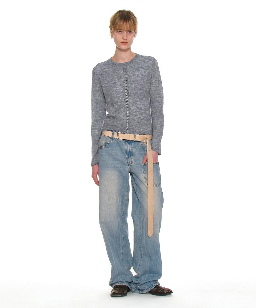 PARTIMENTO WOMEN Leather Extra Long Belt_Sand