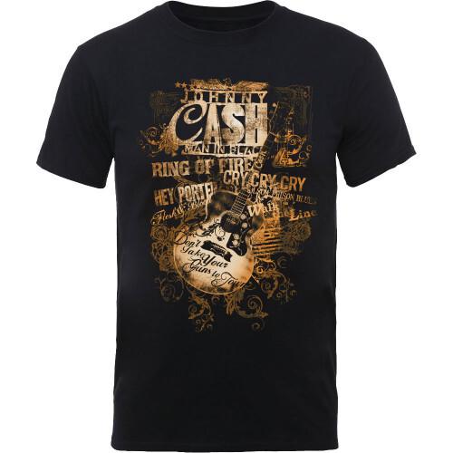 Johnny Cash Unisex T-Shirt Guitar Song Titles Unisex T-Shirt S