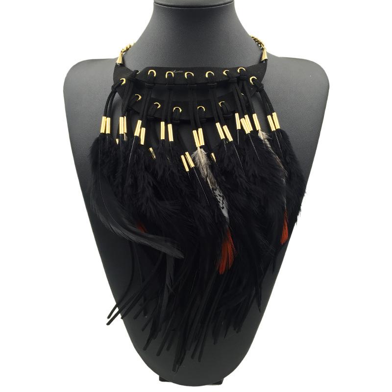 Multi-ethnic Elegant Fashion Statement Necklace  New Latest Design Choker Feather Necklaces & Pendants Women Bijoux Jewelry