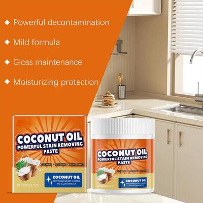 260g Pasta Quitamanchas de Aceite de Coco Para Cocina Limpieza del Hogar Manchas de Grasa Limpiador de Grasa de Alta Resistencia Crema Pulidora Multisuperficie