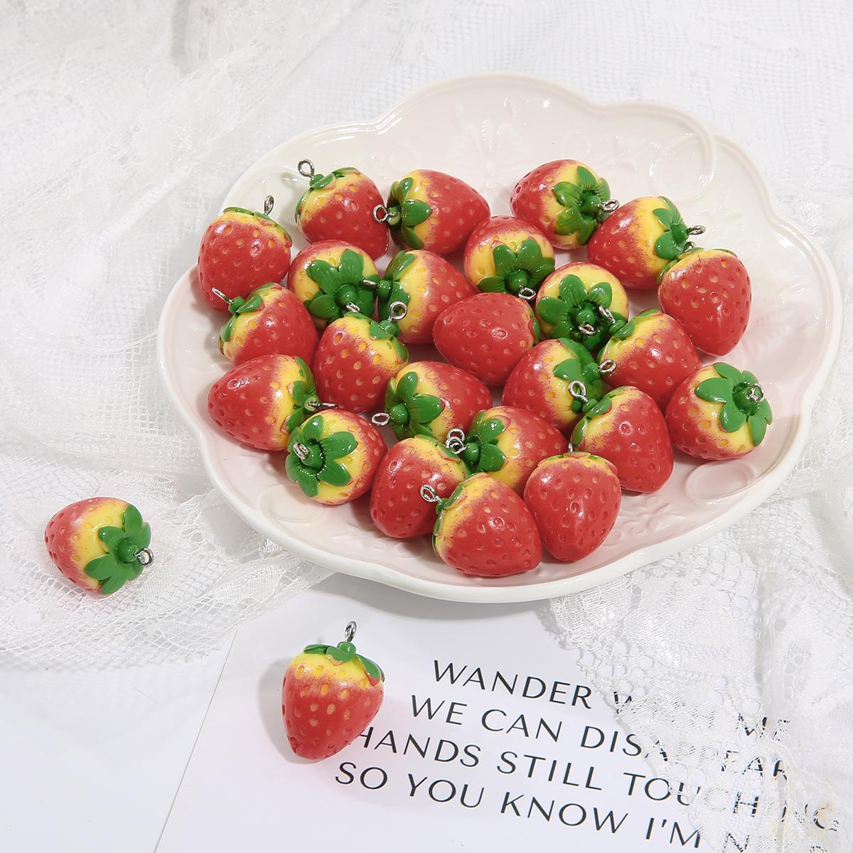 

2 шт. красные 3D клубничные фрукты из смолы, подвески, бусины, подвеска для серег «сделай сам», ювелирные аксессуары 19x27mm 2pcs