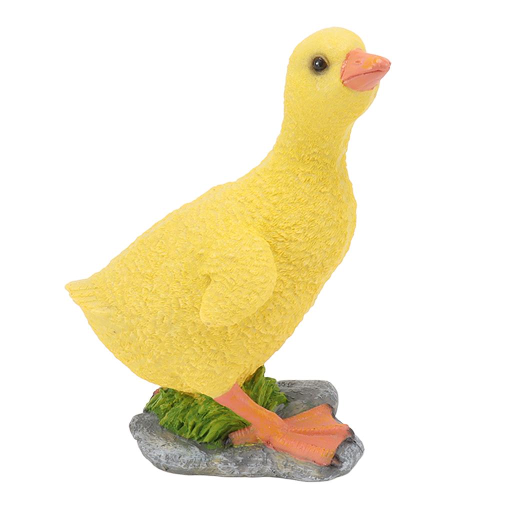 Gartenentenstatue Outdoor-Hof Harz Niedliches Tier Rasenfigur Terrassenverzierung Skulptur Kunst Gelb