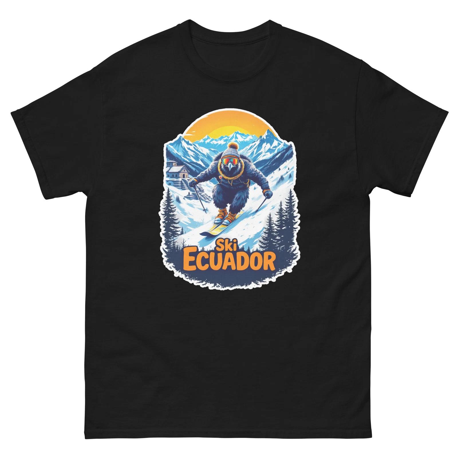 Ski Ecuador Andean Condor Cute Animal Skiing T-Shirt 3XL