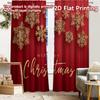 2pcs, 2D FLAT PRINTING Curtains (Without Rod) Festive Snowflakes Christmas Festival Chic Print Curtains Polyester Curtains