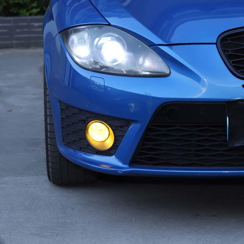 metyoucar For SEAT Leon MK2 2008-2012 PVC Yellow Car Front Fog Lights Film Trim Sticker Car Accessories