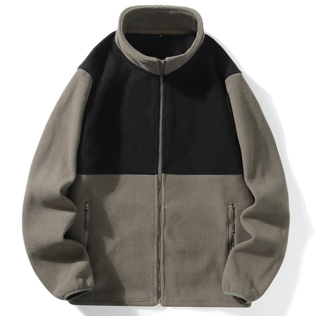 Men  Winter Fleece StCollar Jacket Casual Patchwork