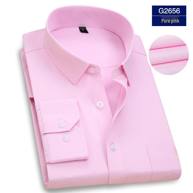 Herre Profesjonell Langermet Hvit Businessskjorte med Brodert Logo, Rynkefri.