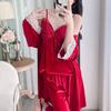 Pajamas three-piece set autumn and winter new women's butterfly explosion golden velvet pajamas pajama set sexy temptation