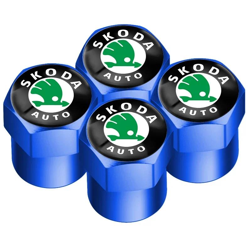 Car Sticker 2025 Hot New Sporty Aluminum Car Wheel Tire Valve Caps Tyre Rim Stem Covers Airdust Waterproof For Skoda Universal V