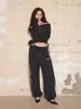 Hilda Smog Motif Wide String Sweatpants [Black]
