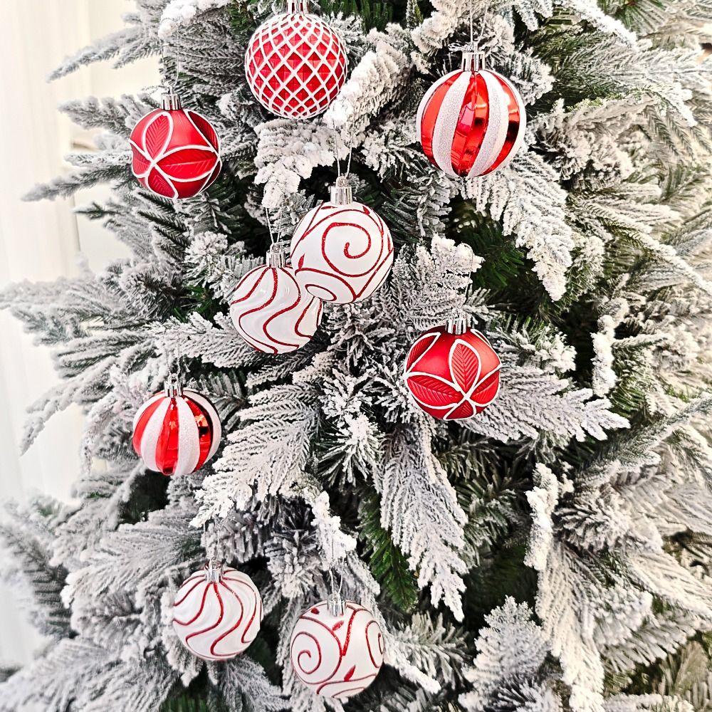 9Pcs/set 6CM Xmas Tree Hanging Pendant Painted Xmas Baubles Christmas Party Decoration