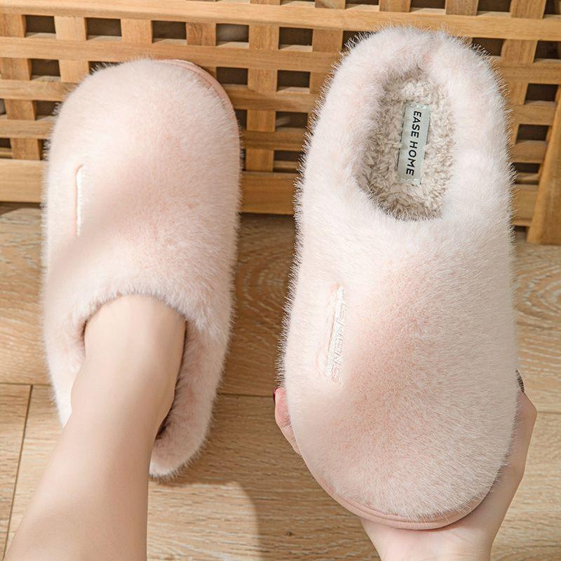 Cotton slippers women spring and autumn winter plush non-slip home use home indoor warmth couple winter men