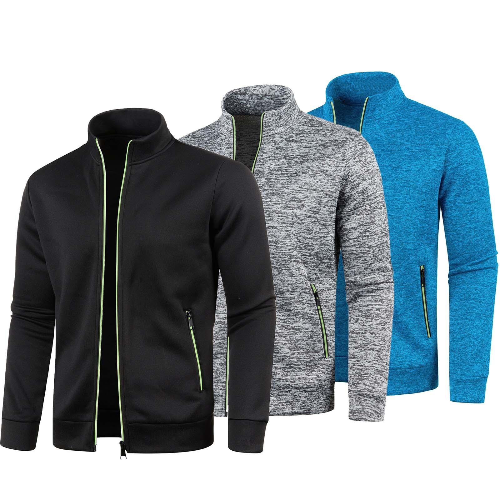 

І Зимовий Чоловічий В язаний Светр на Блискавці з Довгим Рукавом Тонкий Оксамитовий Топ Куртка Костюм-трійка M синій