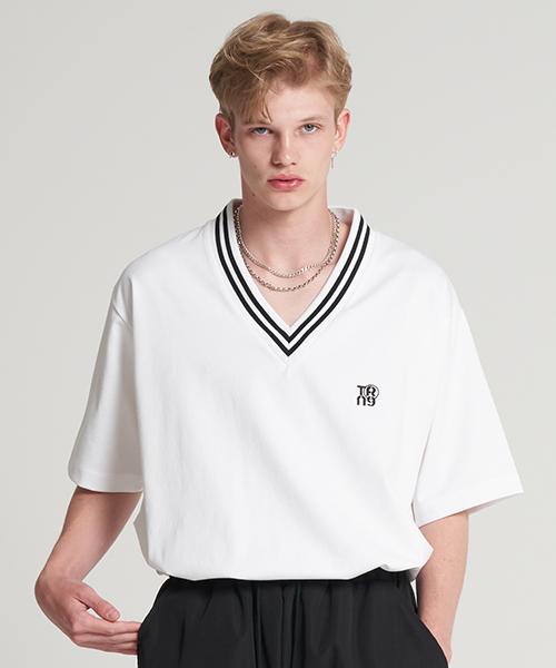 Tener Deep V-Neck Boxy Tee White F