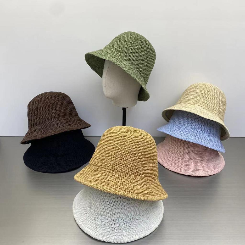 Spring and summer new handmade crochet bucket hat thin breathable sunscreen casual versatile face small bucket hat