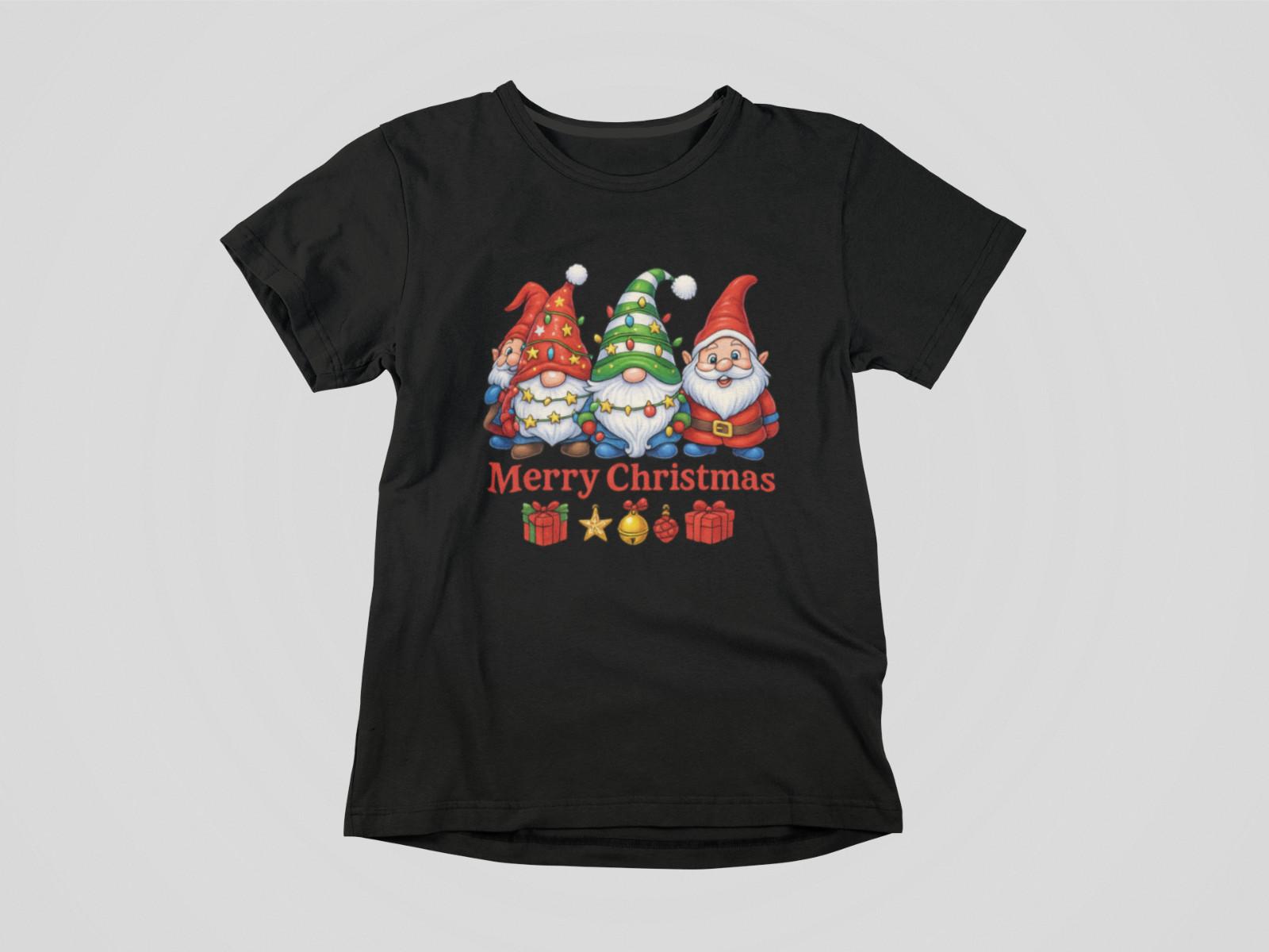Merry Christmas Gnomes Shirt Colorful Holiday Lights Graphic Tee Santa 2XL