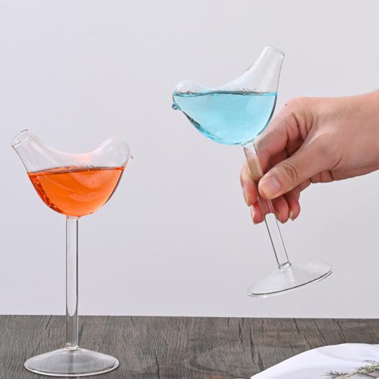 Bird Cocktail Glass, 150ml Novelty Shaped Wine Stemware, Creative Coupe Glass for Bar Party, Gift for Women Bird Lovers