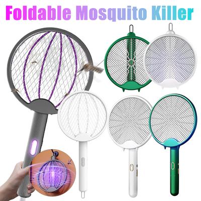 Electric Mosquito Racket Foldable Fly Swatter Mosquito Killer Lamp Wall-mounted Rotatable Mosquito Trap Rechargeable Fly Swatter