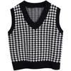 Loose Knitted Vest Sweater Women Sleeveless Thick Vintage Sweater Vest Female Waistcoat Chic Tops  Houndstooth Women Clothing