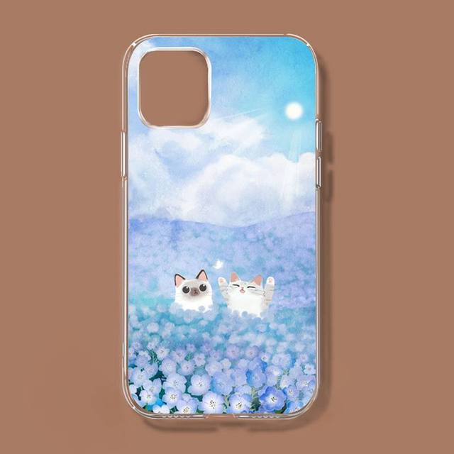 Retro illüstrasyon sevimli japon kediler telefon kılıfı için Iphone 11 12 13 Mini Pro Xs Max 8 7 6 6s artı X 5s Se 2020 Xr kapak