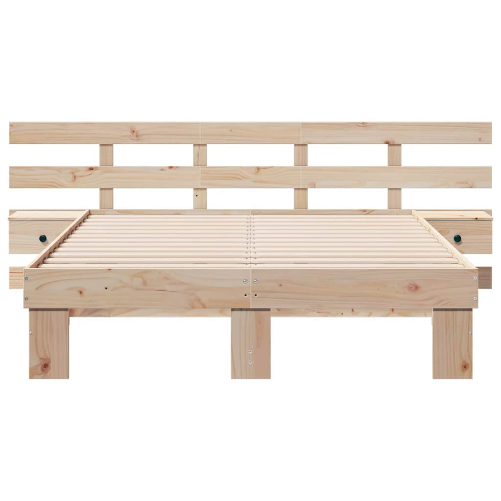 Bed Frame with Headboard Brown 120 x 200 cm Solid Pine Wood