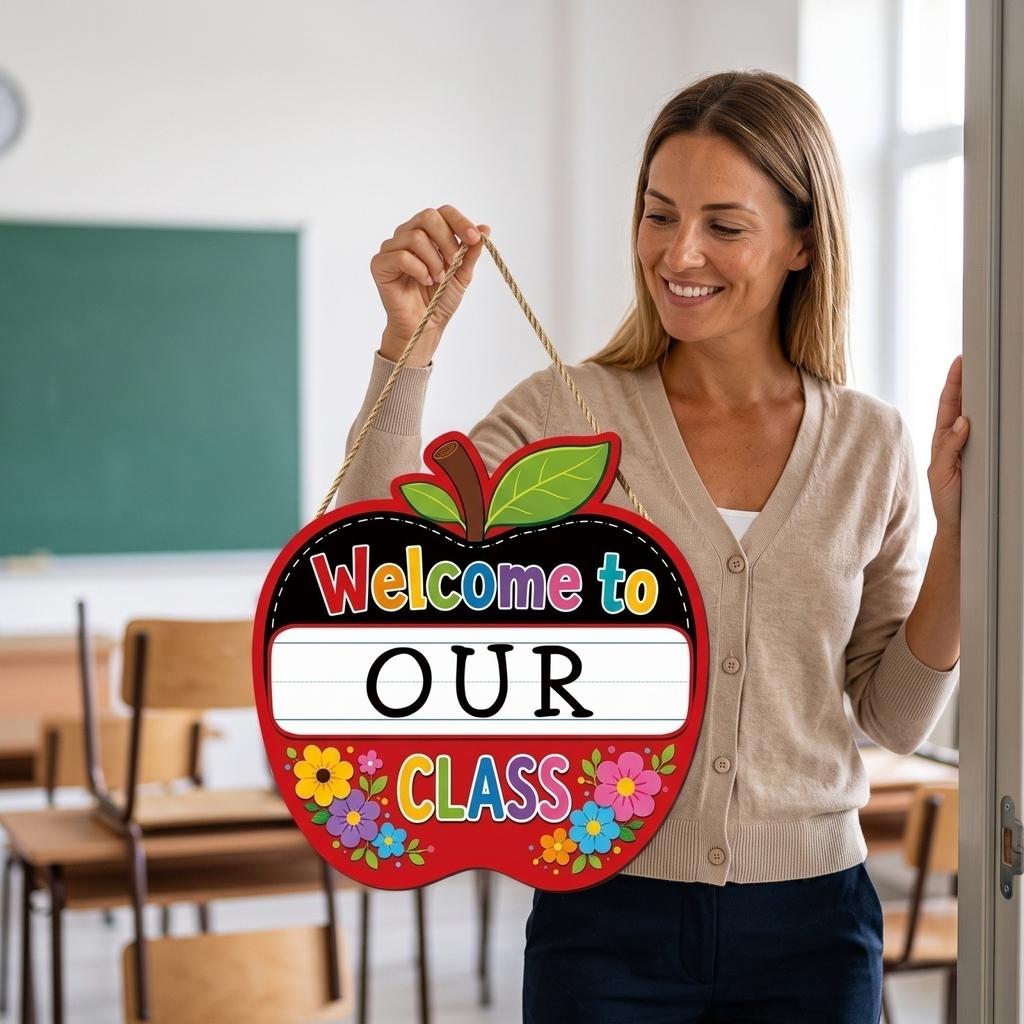 Back To School Door Sign Decorative Door Hanger for Day of School