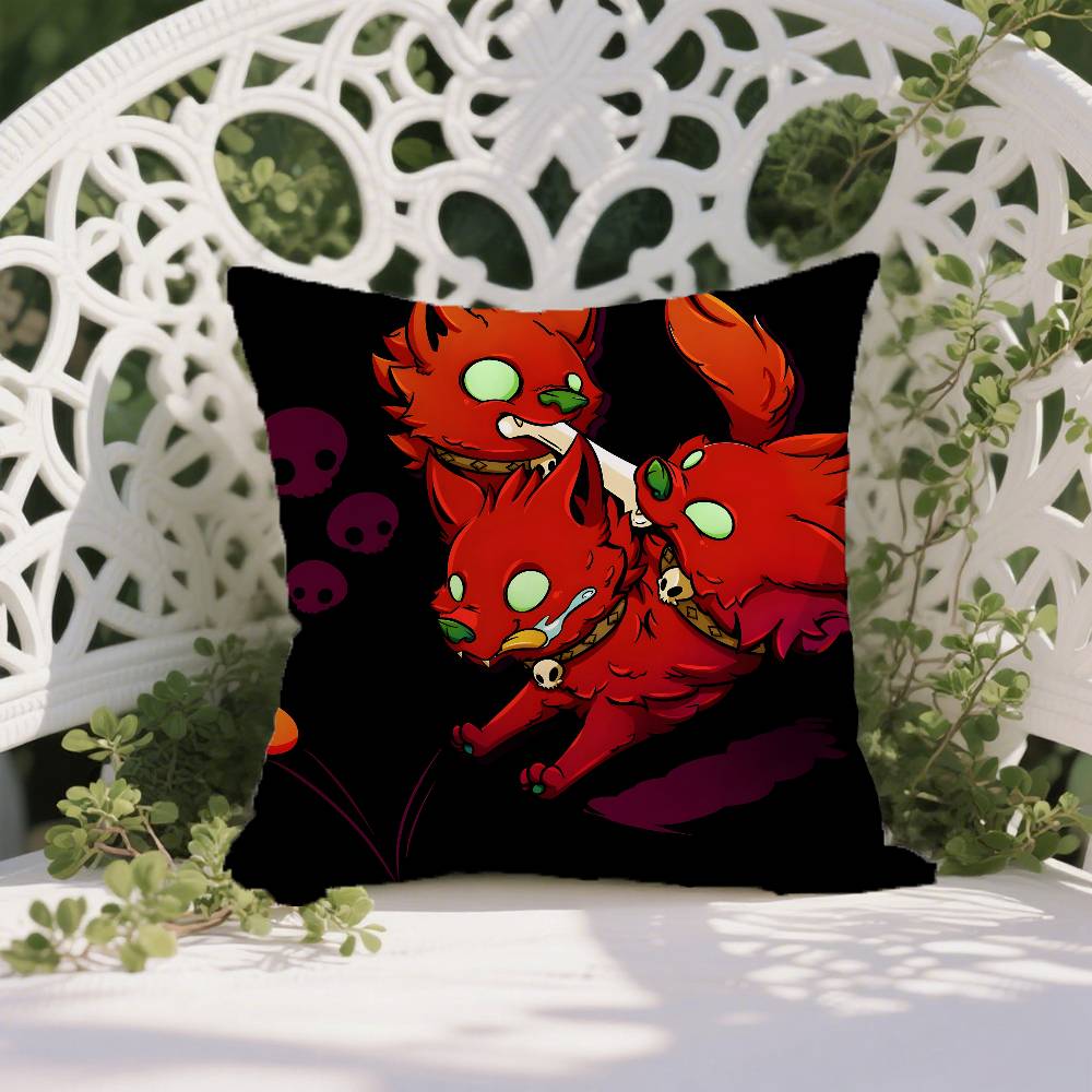 Hades Pet Cute Dog Kerberos Pillow Case Anti-dustmite Pillowcase Invisible Zipper Silky Short Plush Sofa Cushion Cover