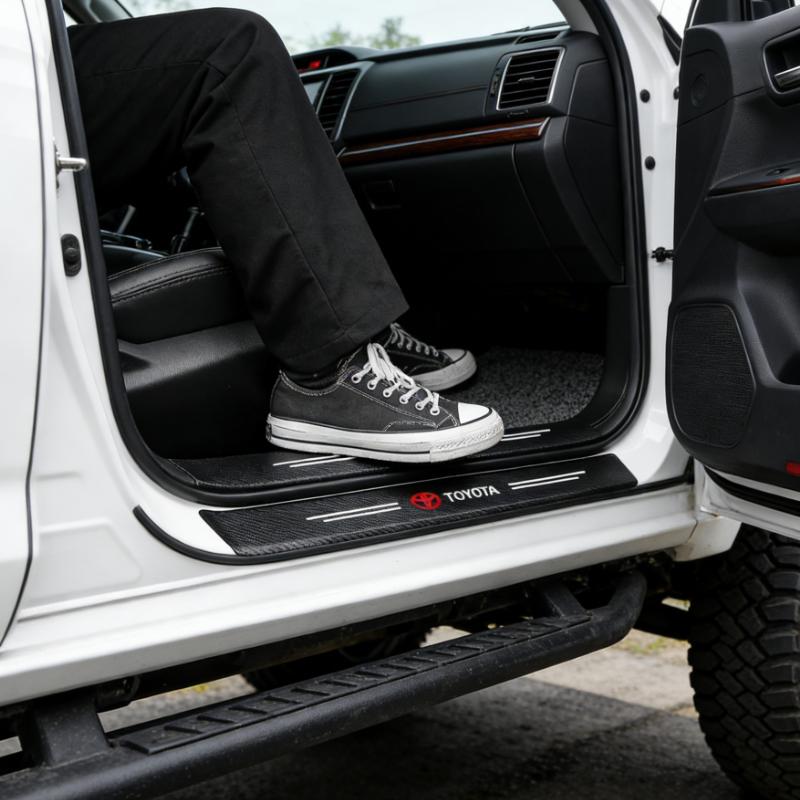Leather Car Door Sill Plate Protector Stickers Threshold Side Anti Scratch Tape Protection for Toyota GR Car Accessorie