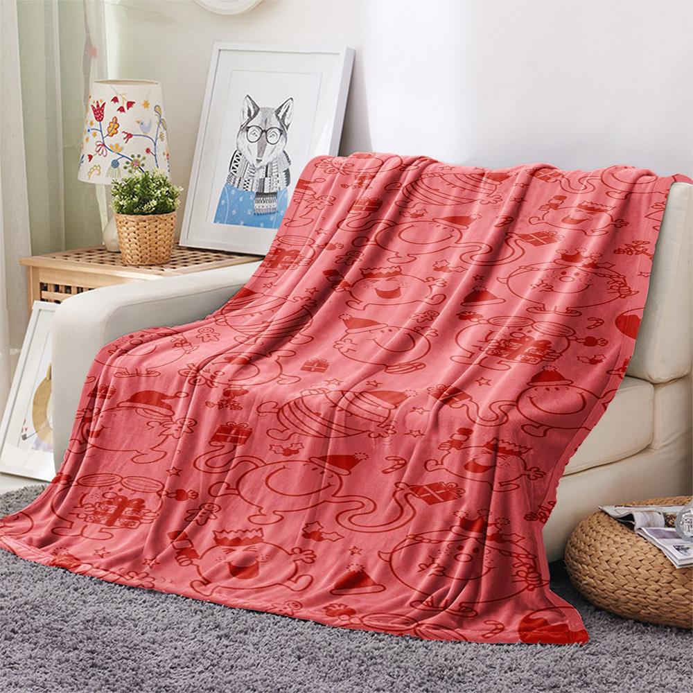 1PC Mr. Men Little Miss Patterned Flannel Blanket Suitable For All Seasons for Home Decor Warmth and Comfort Gifts Holiday Present