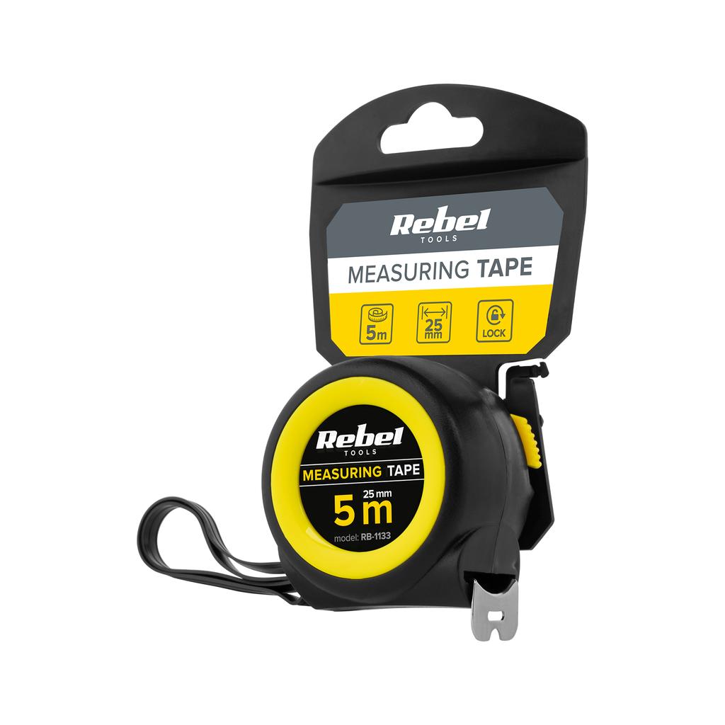 Rebel steel tape measure 5m 25mm