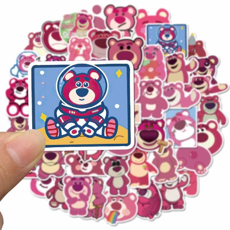 Cute Strawberry Bear Stickers 50 Adorable Cartoon Waterproof Decals For Luggage Notebook And Water Bottle